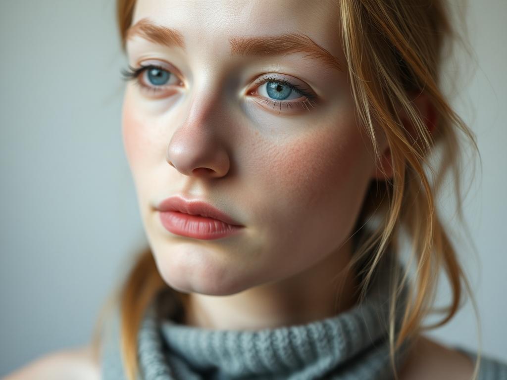 Pale skin as the main sign of iron deficiency.фото